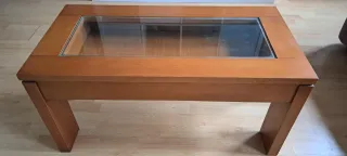 Mesa de centro elevable madera y cristal