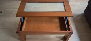 Mesa de centro elevable madera y cristal