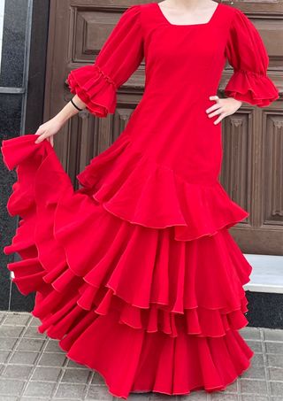Traje de Flamenca Rojo Talla 3840