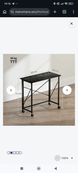 Mesa escritorio plegable negra