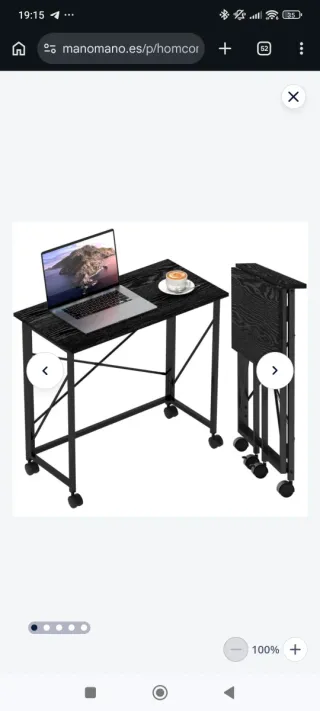 Mesa escritorio plegable negra