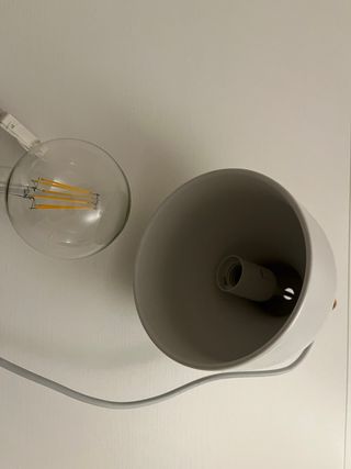 2 Lámparas Techo Cerámica Blanca con detalle Roble