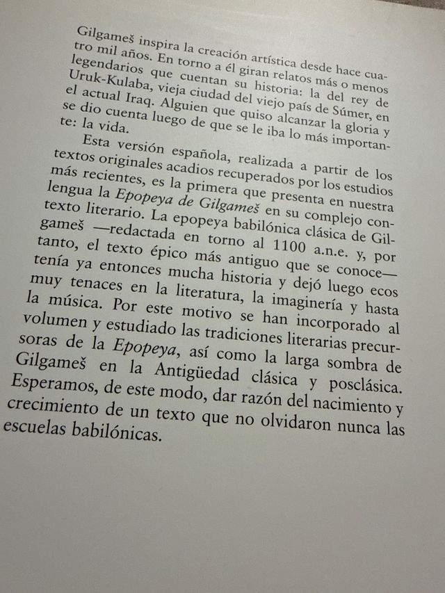 Epopeya de Gilgameš, rey de Uruk. Trotta