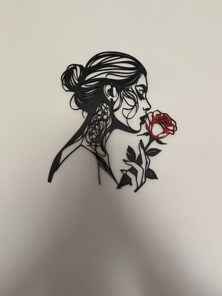 Silueta mujer con flor 3D