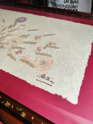 Cuadro Antiguo Flores Secas