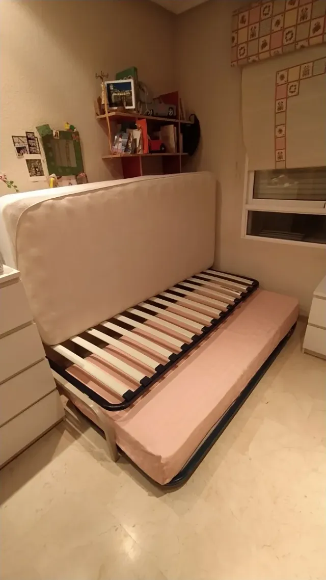 Somier Cama Nido Negro y Rosa