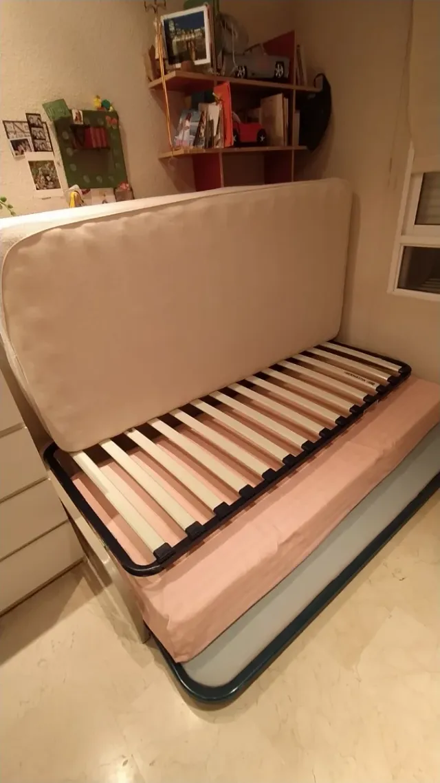 Somier Cama Nido Negro y Rosa