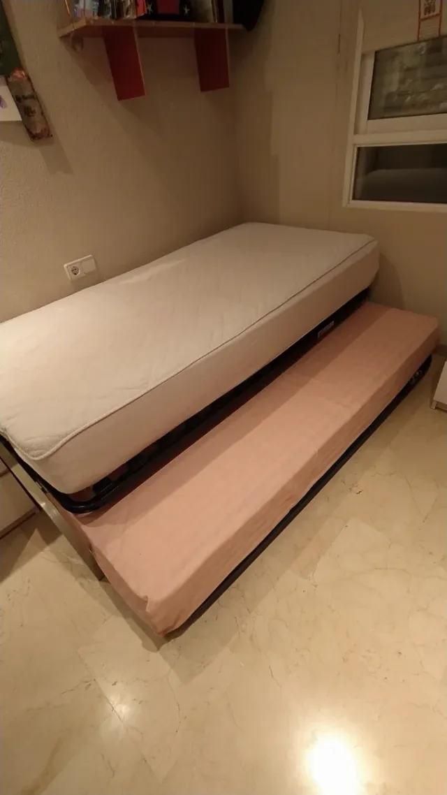 Somier Cama Nido Negro y Rosa