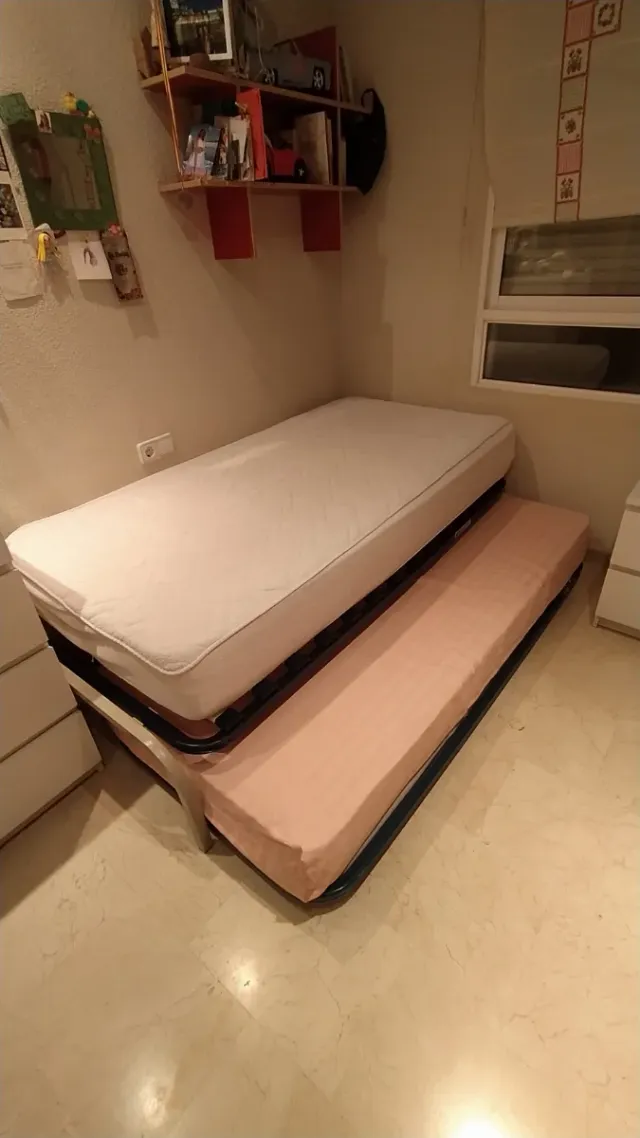 Somier Cama Nido Negro y Rosa