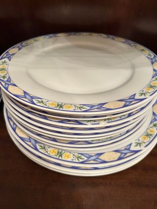 Vajilla de porcelana azul y blanca