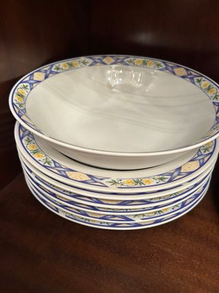 Vajilla de porcelana azul y blanca