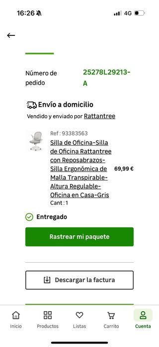 Silla de oficina ergonómica Rattantree