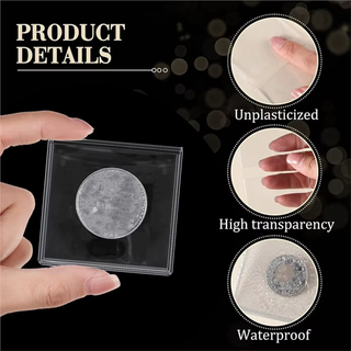 Pack 100 Fundas Monedas 45x45mm PVC Doble Bolsillo