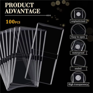 Pack 100 Fundas Monedas 45x45mm PVC Doble Bolsillo
