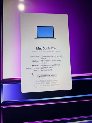 MacBook Pro 13 2017 Plata Para piezas o reparar