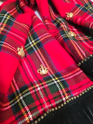 Conjunto bufanda y guantes cuadros