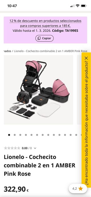 Capazo y Silla de Paseo Lionelo Amber