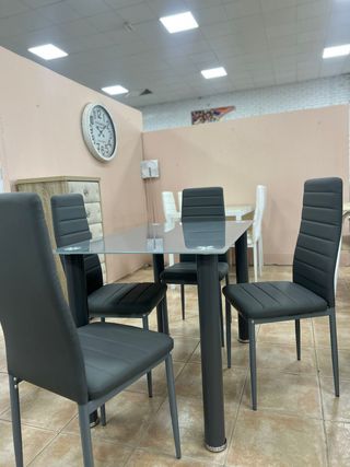Mesa comedor 4 sillas gris moderno - Nuevo