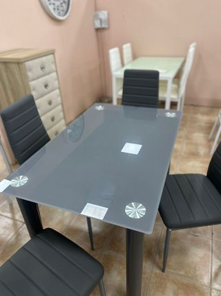 Mesa comedor 4 sillas gris moderno - Nuevo