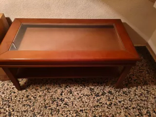 Mesa de centro elevable madera y cristal