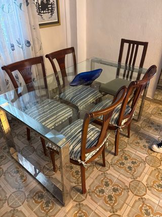 Mesa Comedor Cristal y Metal