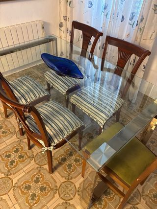 Mesa Comedor Cristal y Metal