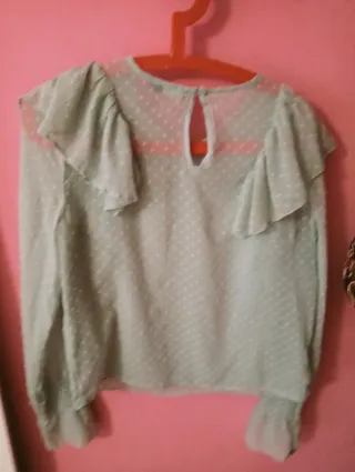 Camisa gasa Bershka verde talla S