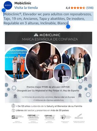 Mobiclinic Elevador WC Adultos Reposabrazos