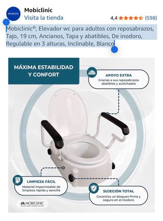 Mobiclinic Elevador WC Adultos Reposabrazos