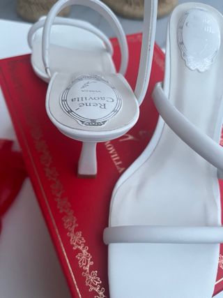 Sandalias René Caovilla Blancas, de piel, 8 cm.