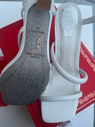 Sandalias René Caovilla Blancas, de piel, 8 cm.