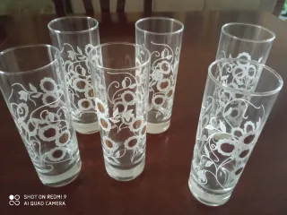 Set 6 Bicchieri Fiorati Oro Trasparente