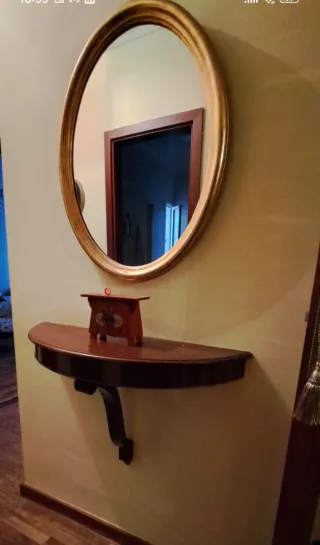 Mesa de pared madera y cristal