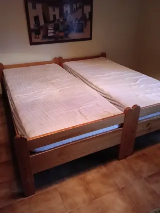 2 Camas Individuales Madera 90cm