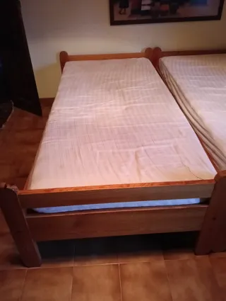 2 Camas Individuales Madera 90cm