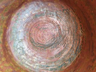 Caldero Cobre Macizo Artesanal Antiguo