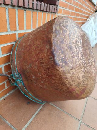 Caldero Cobre Macizo Artesanal Antiguo