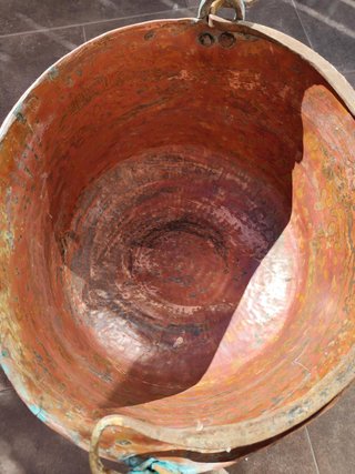 Caldero Cobre Macizo Artesanal Antiguo
