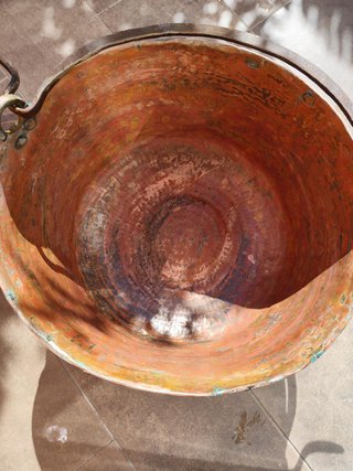 Caldero Cobre Macizo Artesanal Antiguo
