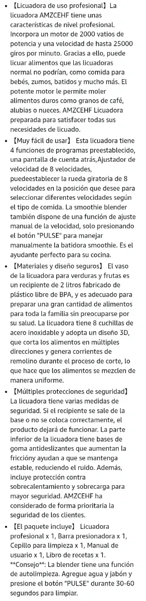 Batidora AMZCHEF Profesional 2000W