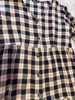 Vestido cuadros beige y negro