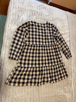Vestido cuadros beige y negro