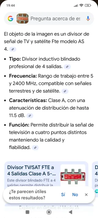 Repartidor Señal Satélite FTE AS3 AS4