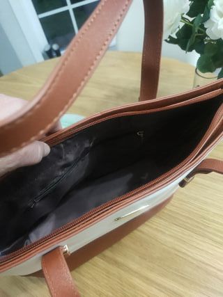 Bolso de mano mujer blanco y marrón