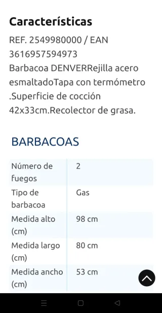 Barbacoa a gas Denver 2 fuochi