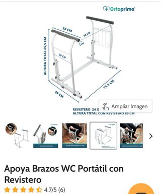Apoya Brazos WC Portátil con Revistero