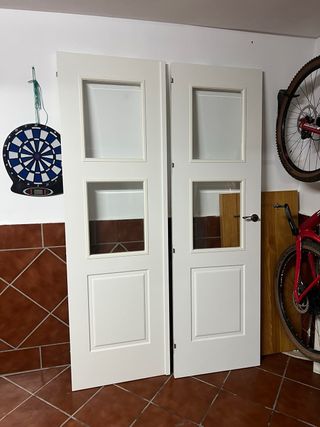 Puertas de salón blancas con cristal