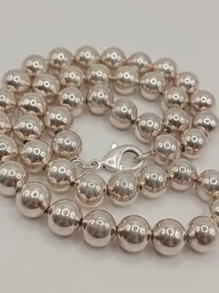 Collana perle sfera argento 925 stile Tiffany 46 g