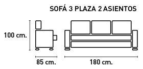 Sofá 3 Plazas Fijo Antracita