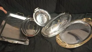 Set Vassoi Acciaio e acciaio dorato